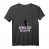 Damen Never Stop Hooping Hullern Hula Reifen T-Shirt mit V-Ausschnitt – Motivationsshirt für Fitness, Abnehmen & Balance-Training für Frauen und Mädchen