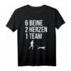 6 Beine 2 Herzen 1 Team Canicross Läufer Hundeliebe T-Shirt – Perfektes Geschenk für Hundesportler und Naturläufer