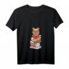 Damen Lesen und Katzen T-Shirt mit V-Ausschnitt - Niedliches Geschenk für Katzenliebhaberinnen und Bücherwurm-Fans