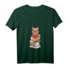 Damen Lesen und Katzen T-Shirt mit V-Ausschnitt - Niedliches Geschenk für Katzenliebhaberinnen und Bücherwurm-Fans
