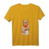 Damen Lesen und Katzen T-Shirt mit V-Ausschnitt - Niedliches Geschenk für Katzenliebhaberinnen und Bücherwurm-Fans
