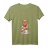 Damen Lesen und Katzen T-Shirt mit V-Ausschnitt - Niedliches Geschenk für Katzenliebhaberinnen und Bücherwurm-Fans