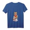 Damen Lesen und Katzen T-Shirt mit V-Ausschnitt - Niedliches Geschenk für Katzenliebhaberinnen und Bücherwurm-Fans