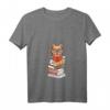 Damen Lesen und Katzen T-Shirt mit V-Ausschnitt - Niedliches Geschenk für Katzenliebhaberinnen und Bücherwurm-Fans