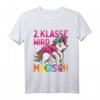 Kinder Schulanfang 2023 Einhorn T-Shirt für Mädchen - '2. Klasse Wird Magisch!' Lustiges Einschulungsgeschenk mit Regenbogen, Herz und Schulutensilien