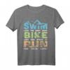 Schwimmen Radfahren Laufen Triathlon Fan T-Shirt – Lustiges Sportkunst Design für Läufer, Schwimmer, Radfahrer & Triathleten als Geschenk