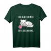 Kaffee, Katzen und Bücher Lustiges T-Shirt – Perfekte Geschenkidee für Katzenfans, Bücherwürmer und Kaffeeliebhaber