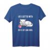 Kaffee, Katzen und Bücher Lustiges T-Shirt – Perfekte Geschenkidee für Katzenfans, Bücherwürmer und Kaffeeliebhaber
