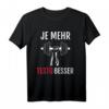 Je Mehr Testo Besser - Lustiges Sport Shirt für Herren und Damen, Fitness T-Shirt für Bodybuilding & Vatertagsgeschenk