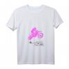 Damen Pink Motocross Dirtbike T-Shirt mit V-Ausschnitt – Wüstenrennen, Abenteuer, Sportmode für Frauen