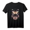 Motte mit Blumen im Jugendstil, Art Deco & Tarot Stil - Mystisches T-Shirt für Fans von Okkultismus, Esoterik & magischen Tieren