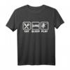 Paintball T-Shirt - Eat Sleep Paintball Spielen mit Gewehr für Airsoft Fans, klassisch geschnitten, doppelt genähter Saum