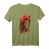 Pferd mit Kopftuch Shirt für Mädchen und Frauen - Süßes Reit- und Pferdeliebe Geschenk zum Geburtstag & Weihnachten
