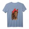 Pferd mit Kopftuch Shirt für Mädchen und Frauen - Süßes Reit- und Pferdeliebe Geschenk zum Geburtstag & Weihnachten