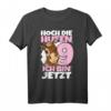 Hoch die Hufen 9. Geburtstag T-Shirt für Mädchen - Lustiges Pferde Reiten Spruch, perfekte Geschenkidee für 9-Jährige Pferdeliebhaberinnen