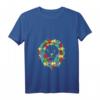 Damen Autismus-Bewusstseins-Puzzle T-Shirt mit Löwe Motiv und V-Ausschnitt – Unterstütze die Autismus-Community
