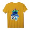 Tiger mit Edelsteinaugen und Krone Blau - Surrealistisches modernes T-Shirt für Sport, Freizeit & Geschenke für Kunstliebhaber, Familie & Freunde