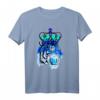 Tiger mit Edelsteinaugen und Krone Blau - Surrealistisches modernes T-Shirt für Sport, Freizeit & Geschenke für Kunstliebhaber, Familie & Freunde