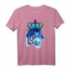Tiger mit Edelsteinaugen und Krone Blau - Surrealistisches modernes T-Shirt für Sport, Freizeit & Geschenke für Kunstliebhaber, Familie & Freunde