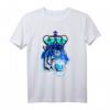Tiger mit Edelsteinaugen und Krone Blau - Surrealistisches modernes T-Shirt für Sport, Freizeit & Geschenke für Kunstliebhaber, Familie & Freunde