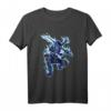 Ninja Shinobi Schwert und Shuriken T-Shirt mit blauer Flamme – Cooles Kinder- und Teenager-Design als Geschenk zum Geburtstag oder Weihnachten