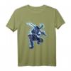 Ninja Shinobi Schwert und Shuriken T-Shirt mit blauer Flamme – Cooles Kinder- und Teenager-Design als Geschenk zum Geburtstag oder Weihnachten