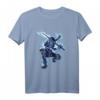 Ninja Shinobi Schwert und Shuriken T-Shirt mit blauer Flamme – Cooles Kinder- und Teenager-Design als Geschenk zum Geburtstag oder Weihnachten