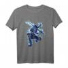 Ninja Shinobi Schwert und Shuriken T-Shirt mit blauer Flamme – Cooles Kinder- und Teenager-Design als Geschenk zum Geburtstag oder Weihnachten