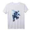 Ninja Shinobi Schwert und Shuriken T-Shirt mit blauer Flamme – Cooles Kinder- und Teenager-Design als Geschenk zum Geburtstag oder Weihnachten