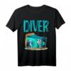 SCUBA DIVING Tauchershirt mit Seepferdchen & Hai Cartoon – Lustiges Geschenk für Taucher, Schnorchler & Wassersportfans zum Geburtstag & Sommerurlaub