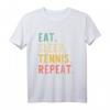 Eat Sleep Tennis Repeat T-Shirt - Lustiges Retro Vintage Tennis Shirt für Fans, Spieler und Trainer mit Humor