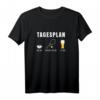 Lustiges Tennis Tagesplan Kaffee Bier T-Shirt – Originelles Geschenk für Männer, Tennisspieler, Kaffeeliebhaber und Bierfans