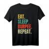 Eat Sleep Burpee Repeat Fitness T-Shirt - Lustiges Retro Workout Shirt für Fitnessstudio und Training