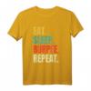Eat Sleep Burpee Repeat Fitness T-Shirt - Lustiges Retro Workout Shirt für Fitnessstudio und Training