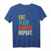 Eat Sleep Burpee Repeat Fitness T-Shirt - Lustiges Retro Workout Shirt für Fitnessstudio und Training
