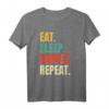 Eat Sleep Burpee Repeat Fitness T-Shirt - Lustiges Retro Workout Shirt für Fitnessstudio und Training