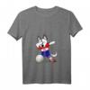 Dabbing Husky Hund Kroatien Volleyball T-Shirt mit kroatischer Flagge - Lustiges Fan-Shirt für Volleyballfans, Spieler & Trainer