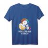 Damen Volleyball-Trainer T-Shirt mit Einhorn und V-Ausschnitt – Süßes Beachvolleyball-Design für Mannschaft und Fans