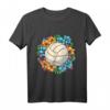 Volleyball & Blumen T-Shirt – Florale Sportkunst für Volleyballspieler und Fans, Perfekt als Halloween-Geschenk