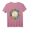Volleyball & Blumen T-Shirt – Florale Sportkunst für Volleyballspieler und Fans, Perfekt als Halloween-Geschenk