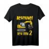 Kinder Achtung ich bin 2 Jahre alt Bagger T-Shirt – Perfektes Geschenk zum 2. Geburtstag für Jungen mit Baustellen-Motiv