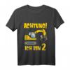 Kinder Achtung ich bin 2 Jahre alt Bagger T-Shirt – Perfektes Geschenk zum 2. Geburtstag für Jungen mit Baustellen-Motiv