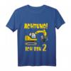 Kinder Achtung ich bin 2 Jahre alt Bagger T-Shirt – Perfektes Geschenk zum 2. Geburtstag für Jungen mit Baustellen-Motiv