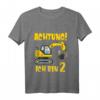 Kinder Achtung ich bin 2 Jahre alt Bagger T-Shirt – Perfektes Geschenk zum 2. Geburtstag für Jungen mit Baustellen-Motiv